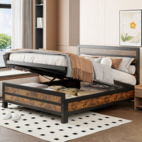 Stylish Black Metal Queen Size Platform Bed With Under-Bed Storage Solutions