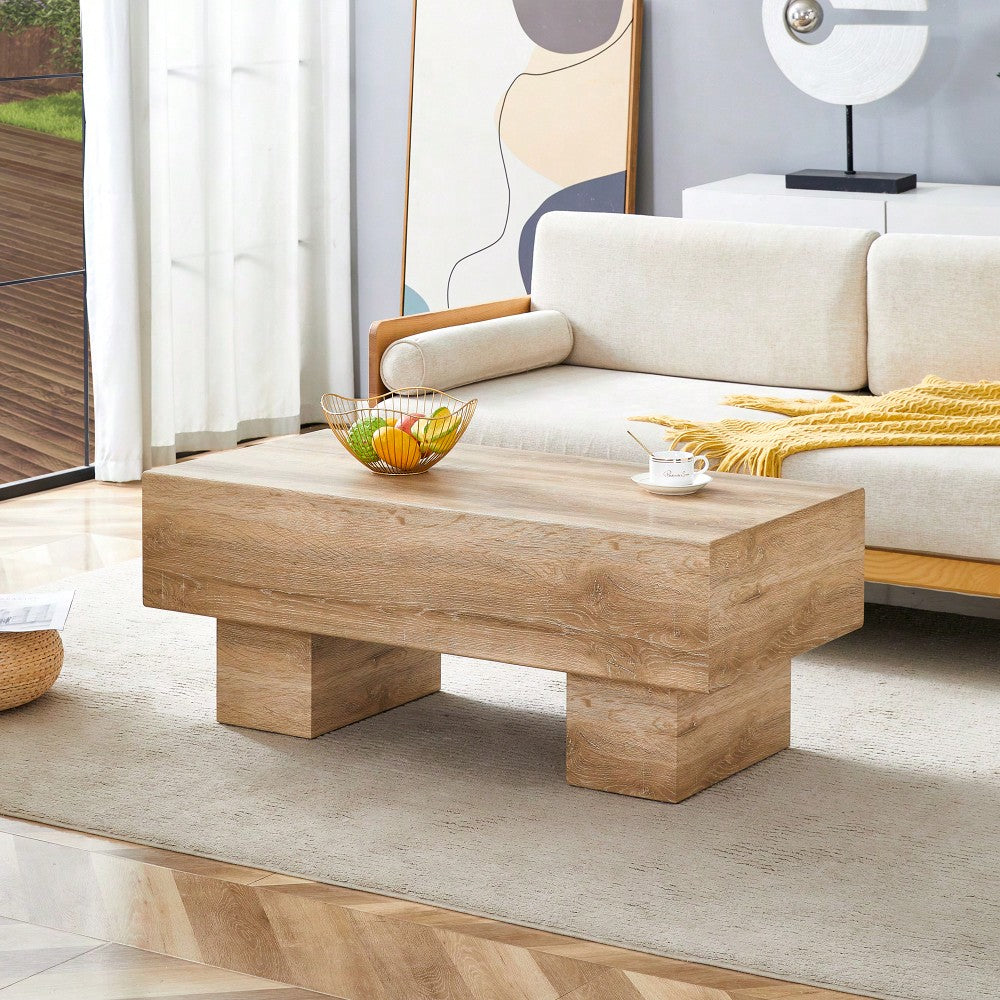 Modern Light Wood Texture MDF Coffee Table For Living Room And Apartment