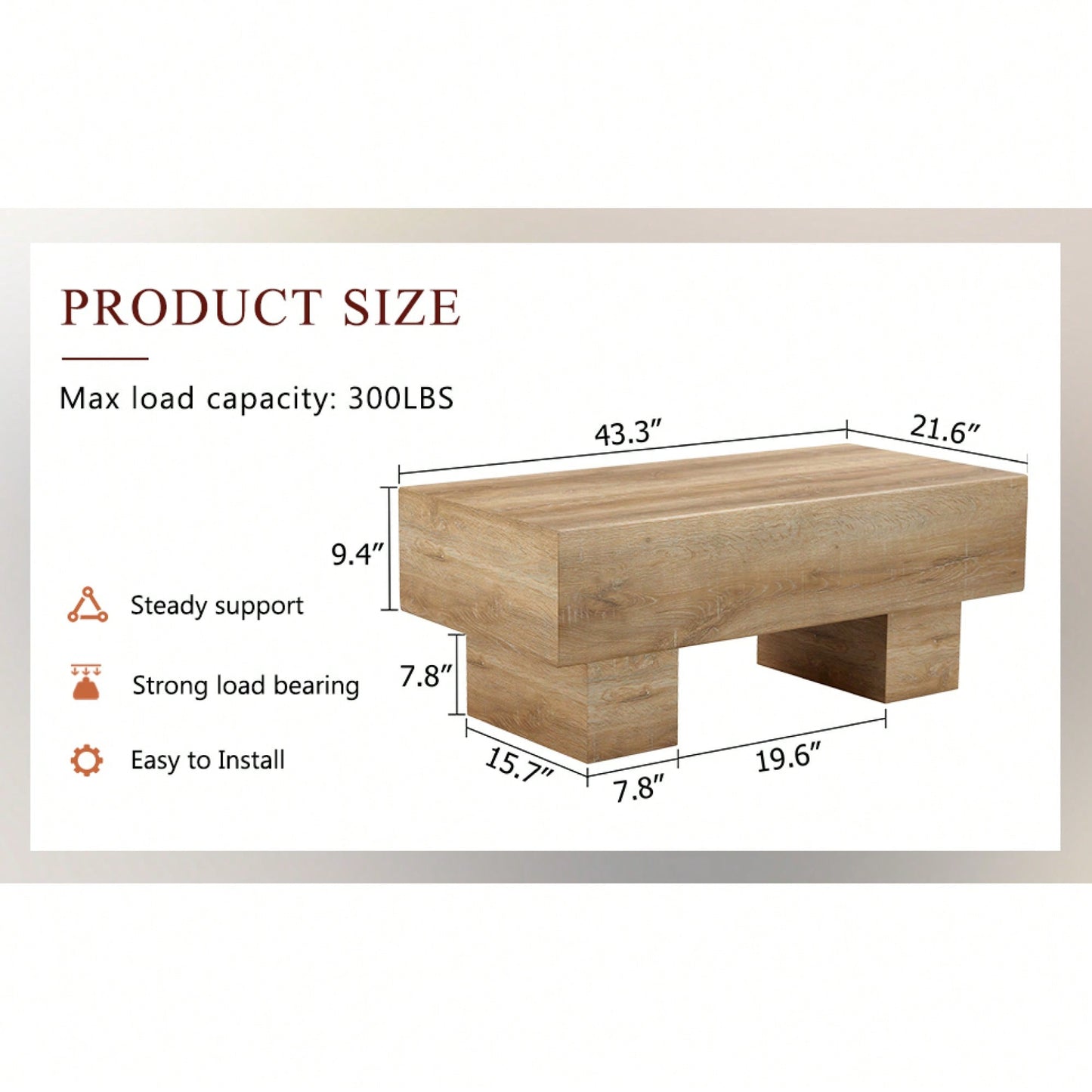 Modern Light Wood Texture MDF Coffee Table For Living Room And Apartment