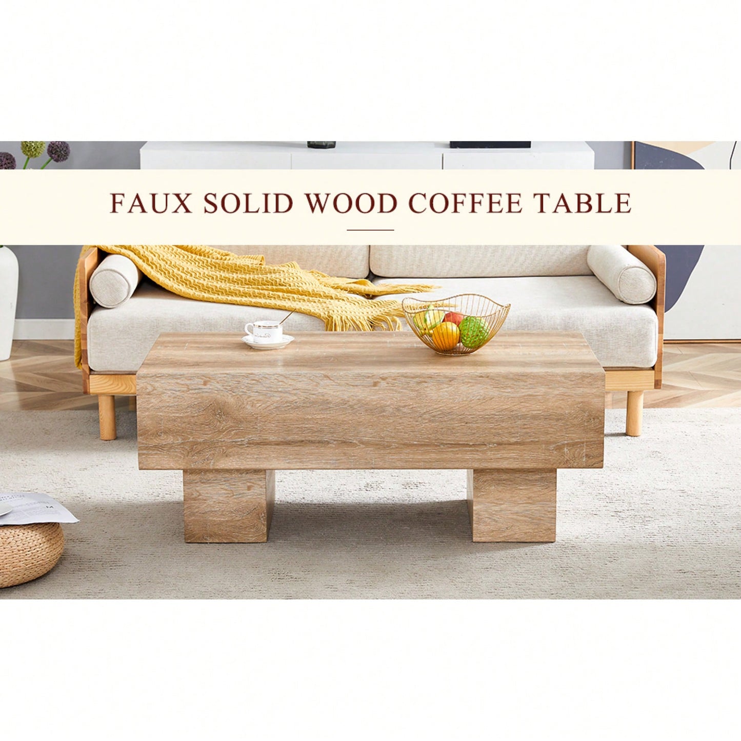 Modern Light Wood Texture MDF Coffee Table For Living Room And Apartment