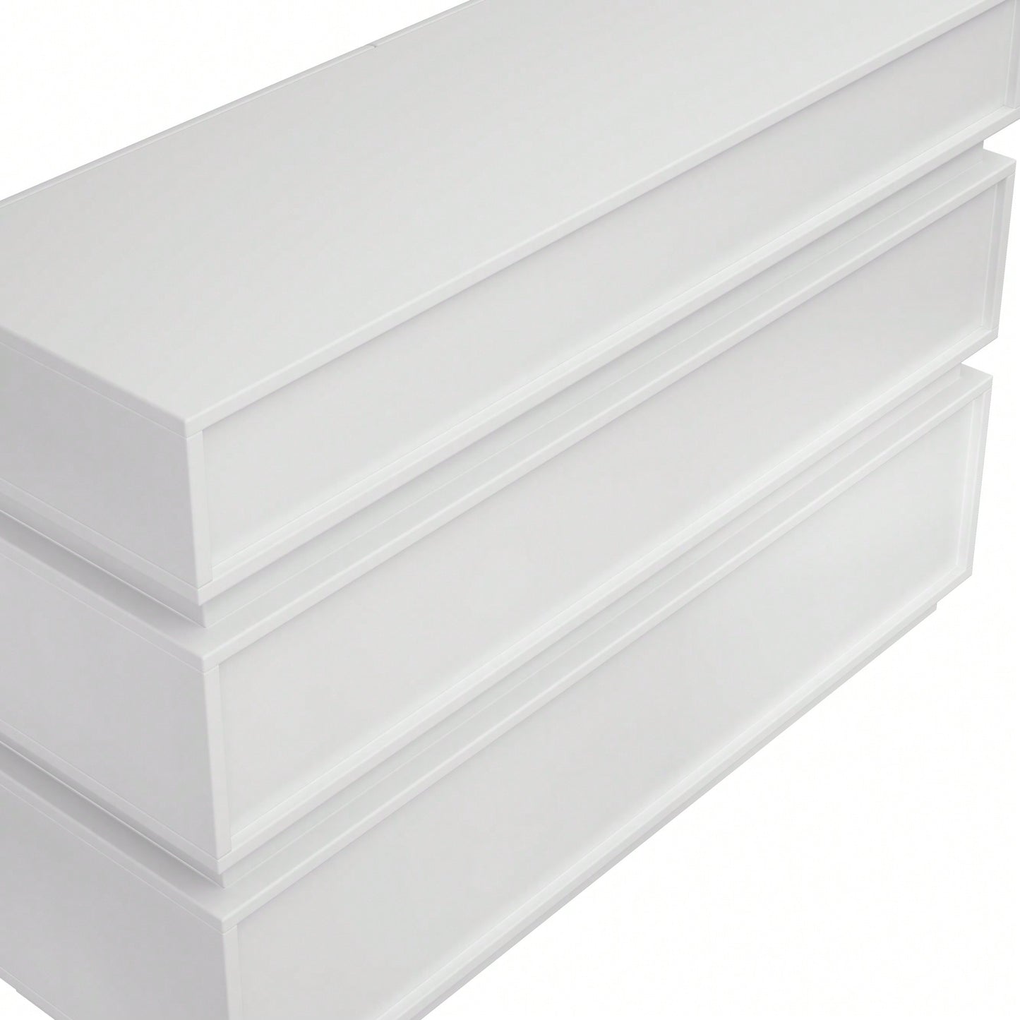 Modern White 6 Drawer Dresser For Bedroom No Handle Wide Storage Chest Of Drawers