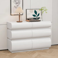 Modern White 6 Drawer Dresser For Bedroom No Handle Wide Storage Chest Of Drawers