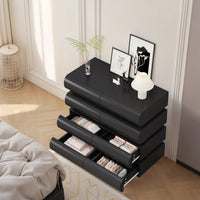 Modern Black 8 Drawer Dresser For Bedroom With No Handles - Spacious Chest Of Drawers For Stylish Storage