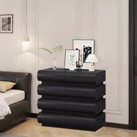 Modern Black 8 Drawer Dresser For Bedroom With No Handles - Spacious Chest Of Drawers For Stylish Storage