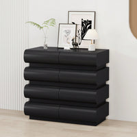 Modern Black 8 Drawer Dresser For Bedroom With No Handles - Spacious Chest Of Drawers For Stylish Storage