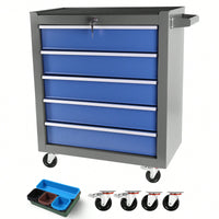 5 Drawer Rolling Tool Chest With Wheels Portable Organizer For Garage Workshop And Home Crafts
