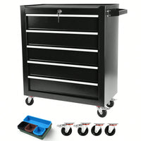 5 Drawer Rolling Tool Chest With Wheels Portable Organizer For Garage Workshop And Home Crafts