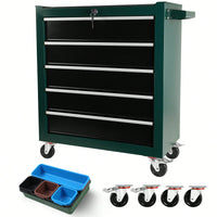 5 Drawer Rolling Tool Chest With Wheels Portable Organizer For Garage Workshop And Home Crafts