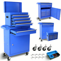 High Capacity 5-Drawer Rolling Tool Chest With Lockable Wheels Adjustable Shelf And Anti-Slip Liner Detachable Tool Box Organizer