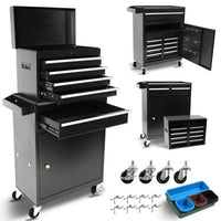 High Capacity 5-Drawer Rolling Tool Chest With Lockable Wheels Adjustable Shelf And Anti-Slip Liner Detachable Tool Box Organizer