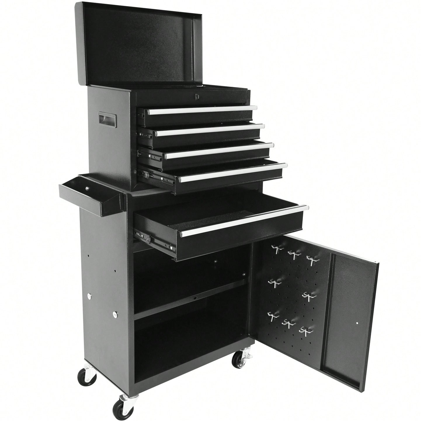 High Capacity 5-Drawer Rolling Tool Chest With Lockable Wheels Adjustable Shelf And Anti-Slip Liner Detachable Tool Box Organizer