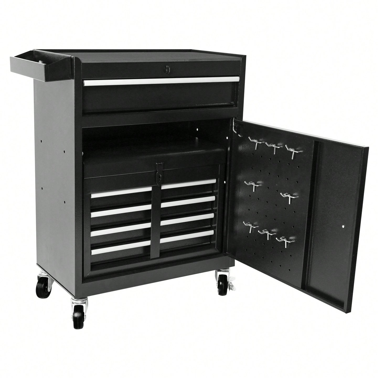 High Capacity 5-Drawer Rolling Tool Chest With Lockable Wheels Adjustable Shelf And Anti-Slip Liner Detachable Tool Box Organizer