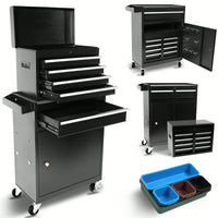 High Capacity 5-Drawer Rolling Tool Chest With Lockable Wheels Adjustable Shelf And Anti-Slip Liner Detachable Tool Box Organizer