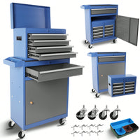 High Capacity 5-Drawer Rolling Tool Chest With Lockable Wheels Adjustable Shelf And Anti-Slip Liner Detachable Tool Box Organizer