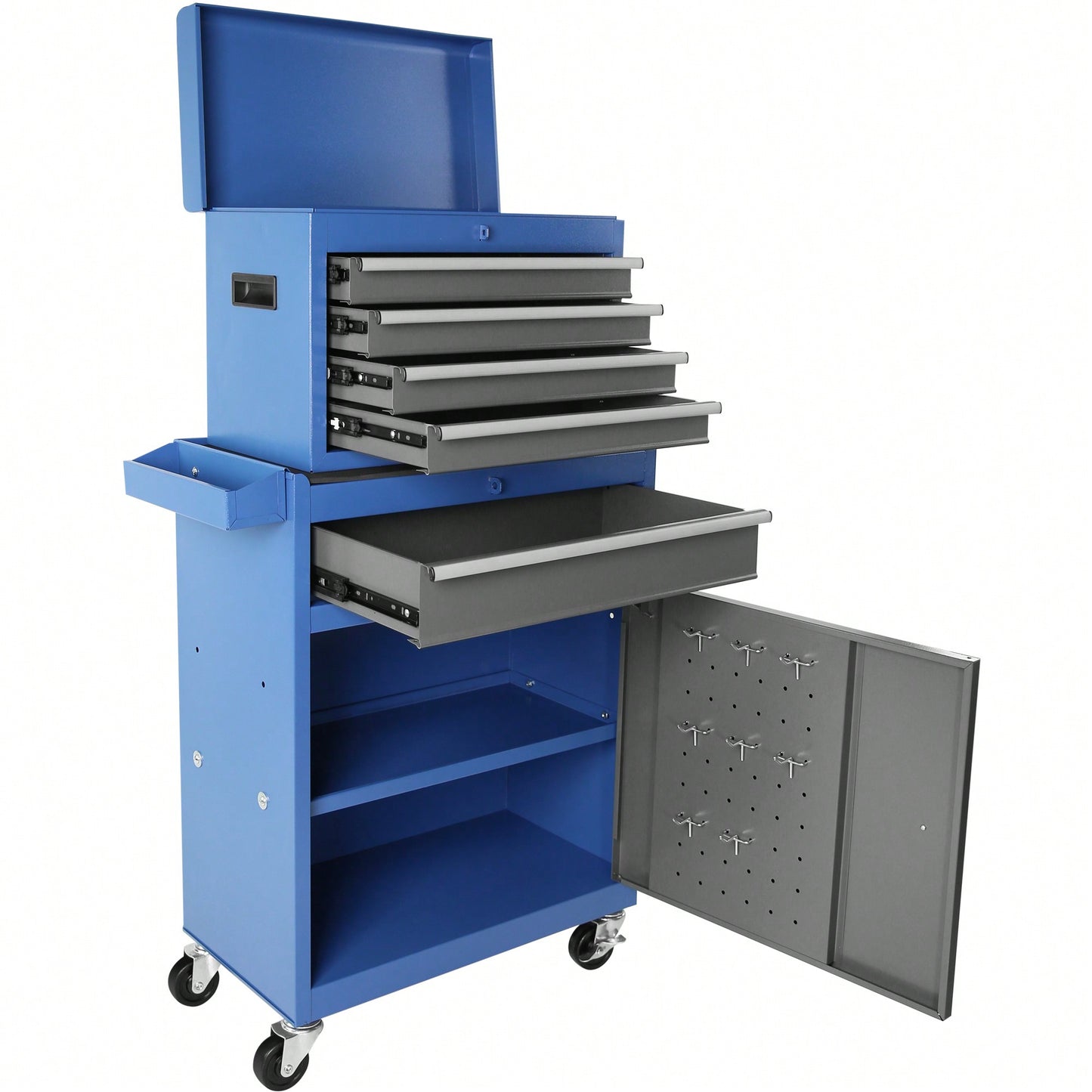 High Capacity 5-Drawer Rolling Tool Chest With Lockable Wheels Adjustable Shelf And Anti-Slip Liner Detachable Tool Box Organizer