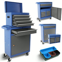 High Capacity 5-Drawer Rolling Tool Chest With Lockable Wheels Adjustable Shelf And Anti-Slip Liner Detachable Tool Box Organizer