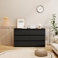 Elegant Black 6 Drawer Chest Of Drawers For Stylish Bedroom Storage And Organization