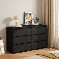 Elegant Black 6 Drawer Chest Of Drawers For Stylish Bedroom Storage And Organization