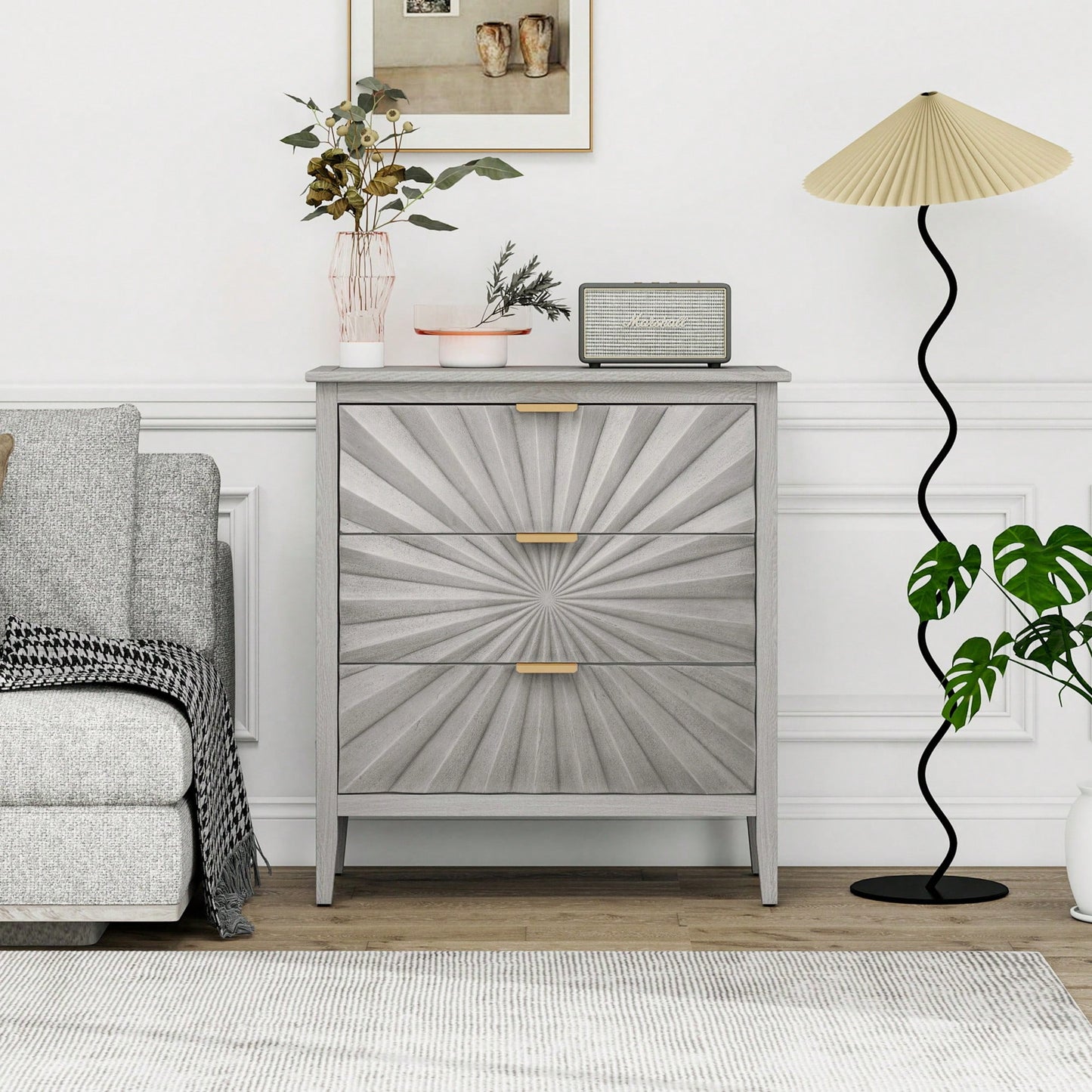 Modern 3 Drawer Storage Cabinet For Entryway Living Room Or Bedroom Farmhouse Style Chest Of Drawers