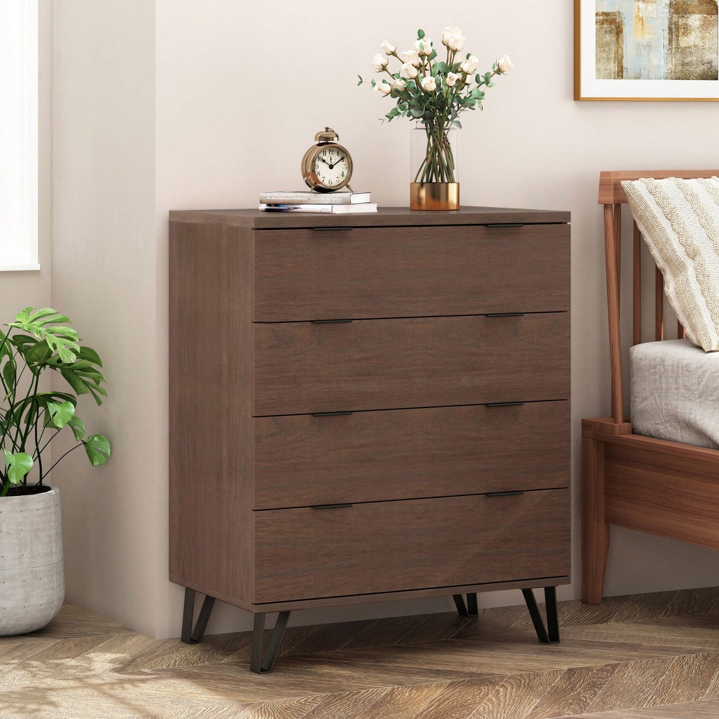 Wide 4 Drawer Storage Chest For Bedroom Or Living Room Organization