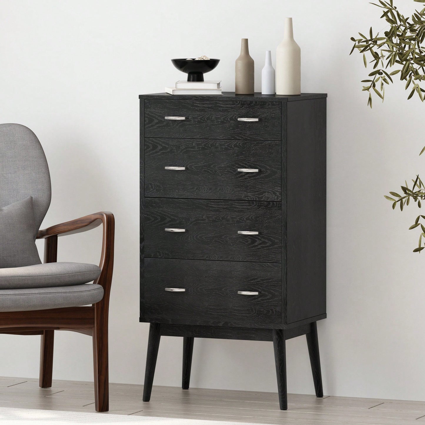 Stylish 4-Drawer Storage Chest For Bedroom Or Living Room Organization