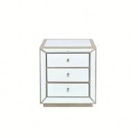 Three Drawer Silver Mirror Cabinet 22 Inch Wide 16 Inch Deep 26.8 Inch High