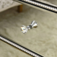 Three Drawer Silver Mirror Cabinet 22 Inch Wide 16 Inch Deep 26.8 Inch High