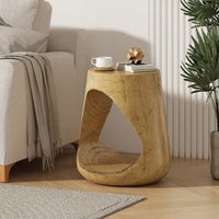 Wood-Like Texture Hollow Side Table For Modern Living Spaces Natural