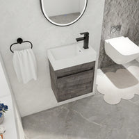 18 Inch Wall-Mounted Bathroom Vanity With White Resin Sink And Soft-Close Cabinet Door