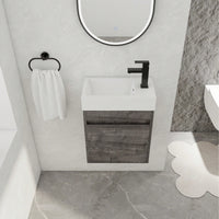 18 Inch Wall-Mounted Bathroom Vanity With White Resin Sink And Soft-Close Cabinet Door