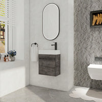 18 Inch Wall-Mounted Bathroom Vanity With White Resin Sink And Soft-Close Cabinet Door