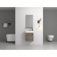 18 Inch Wall-Mounted Bathroom Vanity With White Resin Sink And Soft-Close Cabinet Door