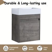 18 Inch Wall-Mounted Bathroom Vanity With White Resin Sink And Soft-Close Cabinet Door