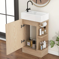 18.6 Inch Grey Bathroom Vanity With Sink And Two-Tier Shelf For Left Or Right Orientation