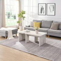 Detachable L Shape Farmhouse Coffee Table For Dining Room And Garden 47.24x23.62 Inch And 35.43x31.49 Inch White Finish