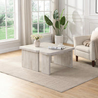 Detachable L Shape Farmhouse Coffee Table For Dining Room And Garden 47.24x23.62 Inch And 35.43x31.49 Inch White Finish