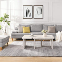 Detachable L Shape Farmhouse Coffee Table For Dining Room And Garden 47.24x23.62 Inch And 35.43x31.49 Inch White Finish