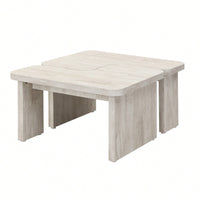 Detachable L Shape Farmhouse Coffee Table For Dining Room And Garden 47.24x23.62 Inch And 35.43x31.49 Inch White Finish