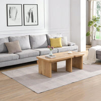 Detachable L Shape Farmhouse Coffee Table For Dining Room And Garden 47.24x23.62 Inch And 35.43x31.49 Inch White Finish