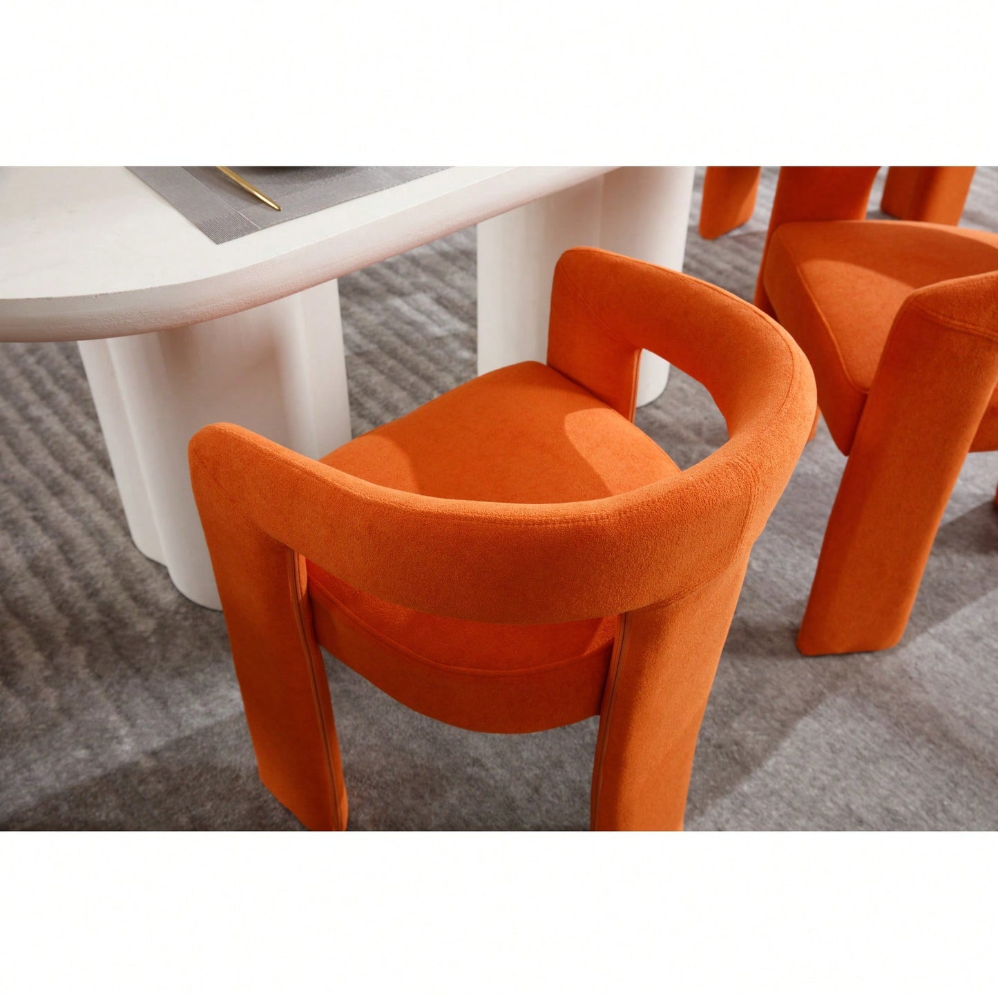 Set Of 2 Modern Orange Dining Chairs Stylish Upholstered Kitchen Seating