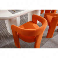 Set Of 2 Modern Orange Dining Chairs Stylish Upholstered Kitchen Seating