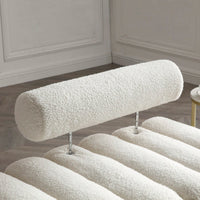 Fuzzy Sherpa Fabric Upholstered 2 Seater Bench With Gold Metal Legs For Bedroom Living Room Entryway Ottoman Footrest