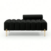 Fuzzy Sherpa Fabric Upholstered 2 Seater Bench With Gold Metal Legs For Bedroom Living Room Entryway Ottoman Footrest
