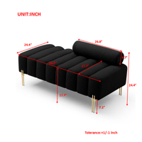 Fuzzy Sherpa Fabric Upholstered 2 Seater Bench With Gold Metal Legs For Bedroom Living Room Entryway Ottoman Footrest