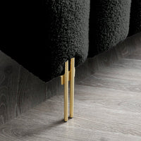 Fuzzy Sherpa Fabric Upholstered 2 Seater Bench With Gold Metal Legs For Bedroom Living Room Entryway Ottoman Footrest