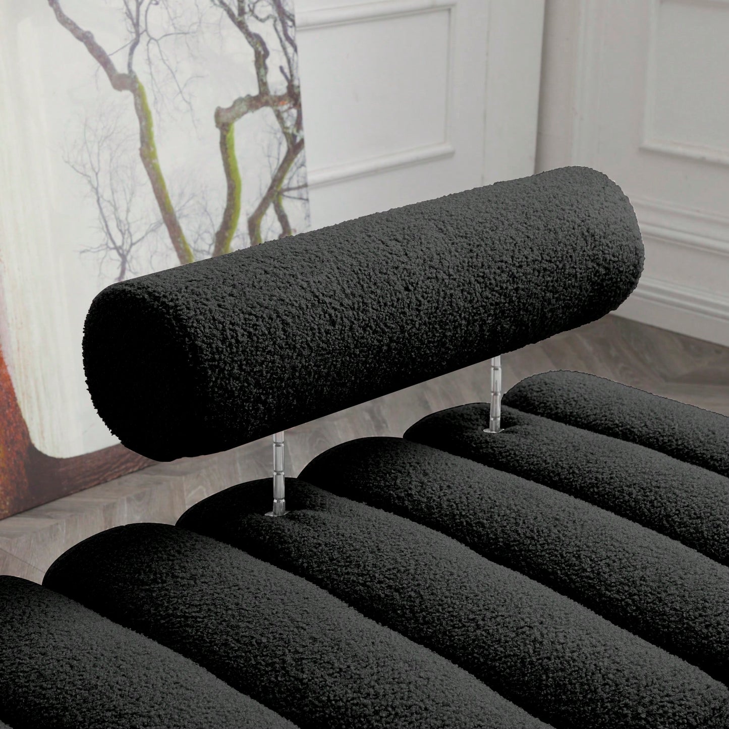 Fuzzy Sherpa Fabric Upholstered 2 Seater Bench With Gold Metal Legs For Bedroom Living Room Entryway Ottoman Footrest