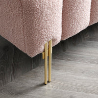 Fuzzy Sherpa Fabric Upholstered 2 Seater Bench With Gold Metal Legs For Bedroom Living Room Entryway Ottoman Footrest