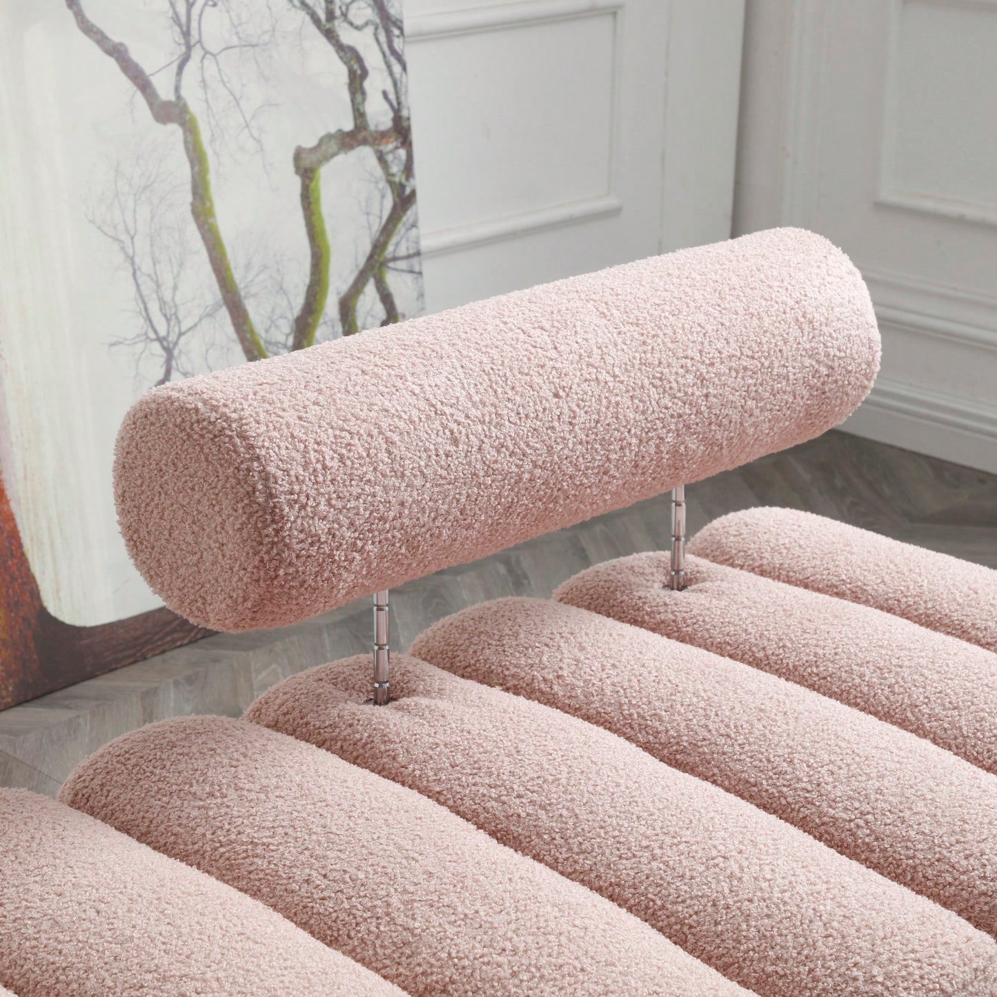 Fuzzy Sherpa Fabric Upholstered 2 Seater Bench With Gold Metal Legs For Bedroom Living Room Entryway Ottoman Footrest