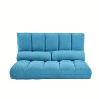 Double Chaise Lounge Sofa Floor Couch With Two Pillows For Ultimate Relaxation Blue