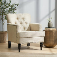 Elegant Tufted Club Chair For Living Room And Office Seating